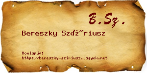 Bereszky Szíriusz névjegykártya